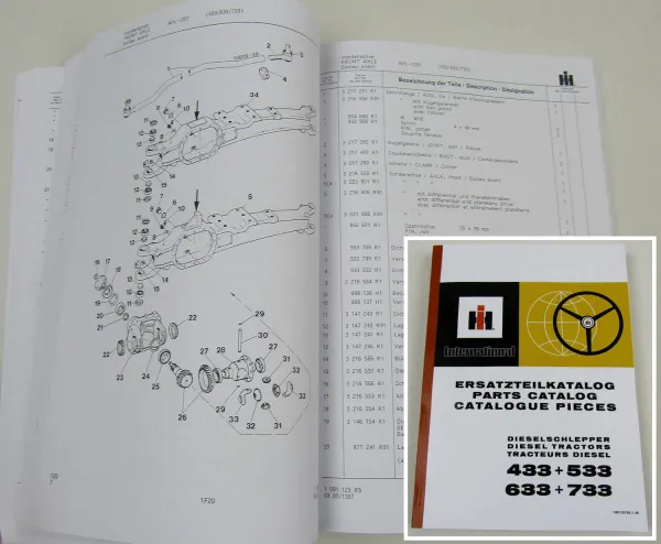 IHC 433 533 633 733 Traktor Ersatzteilkatalog Ersatzteilliste Teilekatalog 1980