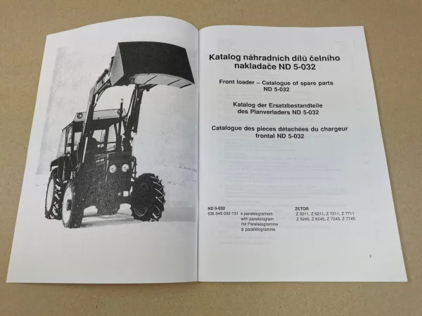 Ersatzteilliste ND5-032 Planverlader Zetor 5211 6211 7211 7711 5245 6245 7245