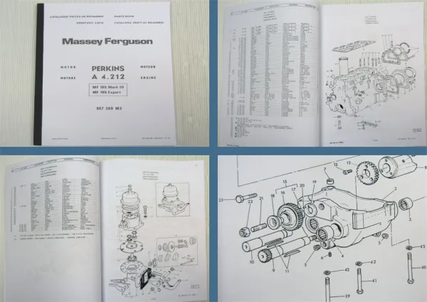 Ersatzteilliste Perkins A4.212 Motor Massey Ferguson MF 165 Mark III 165 Export