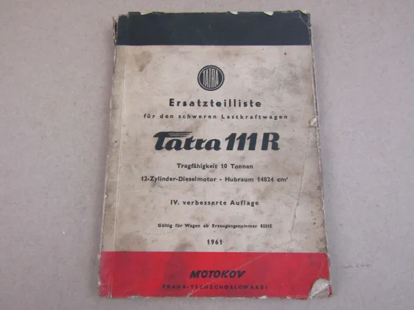 Ersatzteilliste TATRA 111R schwerer Lastwagen 10to 1961 ohne Bildteil