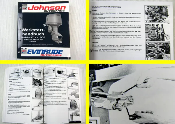 Evinrude Johnson 120 125 140 185 200 225 250 300 PS 90° EN Werkstatthandbuch