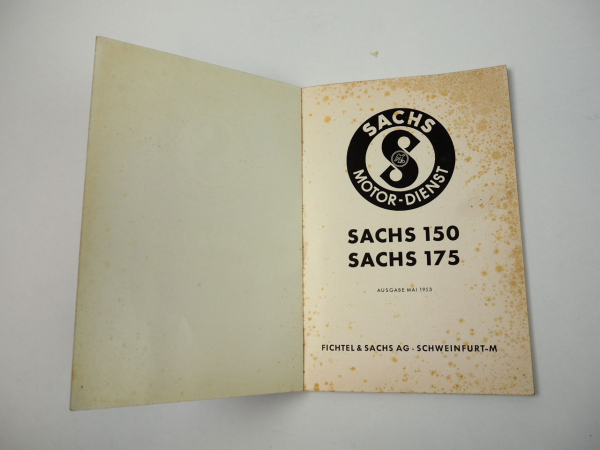 F&S Sachs 150 175 Motor für Motorrad Reparaturanleitung Werkstatthandbuch 1953
