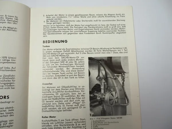 F&S Sachs Stamo 160 200 Motor Betriebsanleitung Handbuch ca. 1960