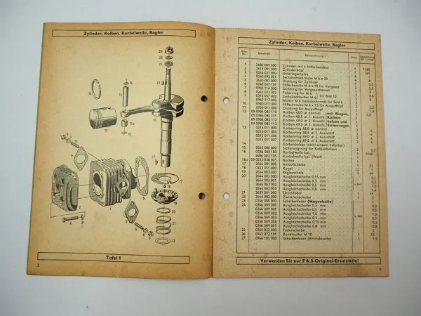 F&S Sachs Stamo 75 RM Motor für Rasenmäher Ersatzteilliste 1964