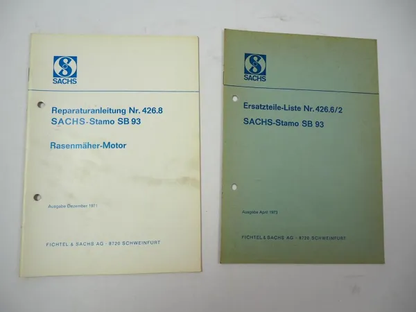 F&S Sachs Stamo SB93 Motor Rasenmäher Werkstatthandbuch Ersatzteilliste 1971/73