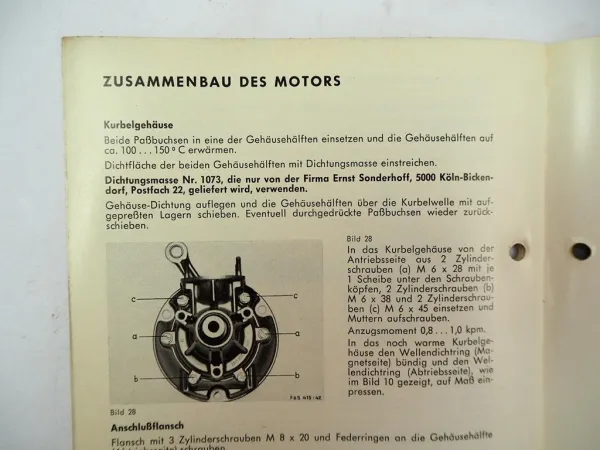 F&S Sachs Stamo SB96 Motor Rasenmäher Werkstatthandbuch Ersatzteilliste 1967