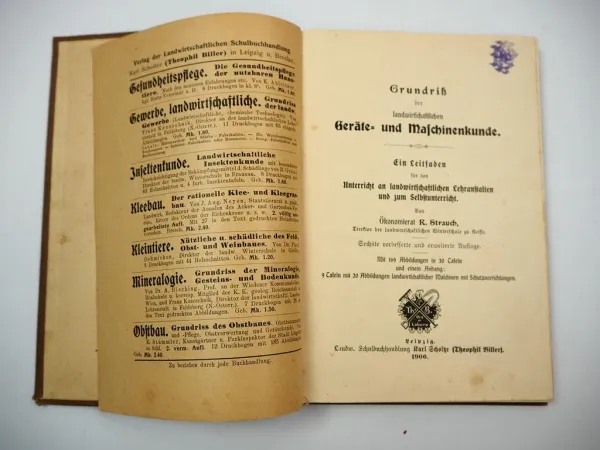 Fachbuch Landwirtschaftliche Geräte- und Maschinenkunde 1906 R. Strauch