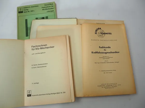 Fachkunde Kraftfahrzeuge + Fachrechnen für KFZ-Mechaniker 1960/70er Jahre