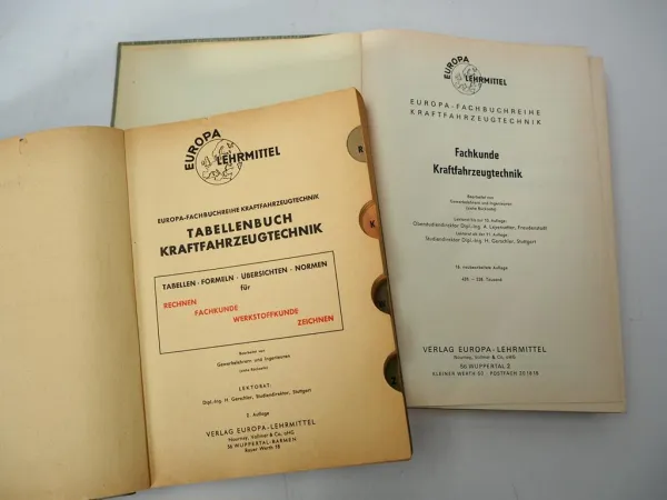 Fachkunde Kraftfahrzeugtechnik + Tabellenbuch KFZ Europa Lehrmittel 1960/70er J.