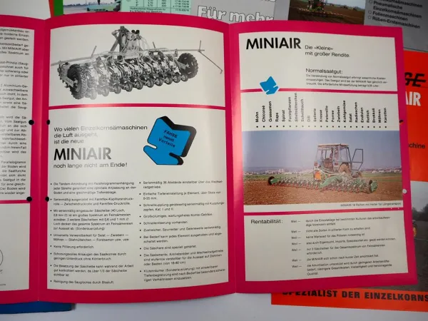 Fähse Miniair Monoair Monozentra Mappe mit 7x Prospekt + Preisblatt 1980er Jahre