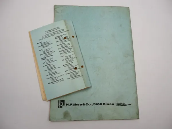 Fähse Monozentra S Serie 77 Sämaschine Betriebsanleitung Ersatzteilliste