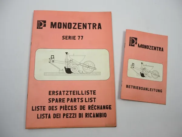 Fähse Monozentra Serie 77 Sämaschine Betriebsanleitung Ersatzteilliste