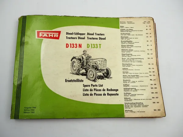 Fahr D133N D133T Dieselschlepper Ersatzteilliste Ersatzteilkatalog 1960