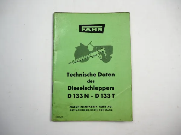 Fahr D133N D133T Dieselschlepper Technische Daten 1961