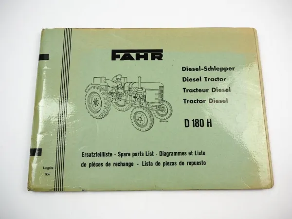 Fahr D180 H Dieselschlepper Ersatzteilliste Ersatzteilkatalog Spare List 1957