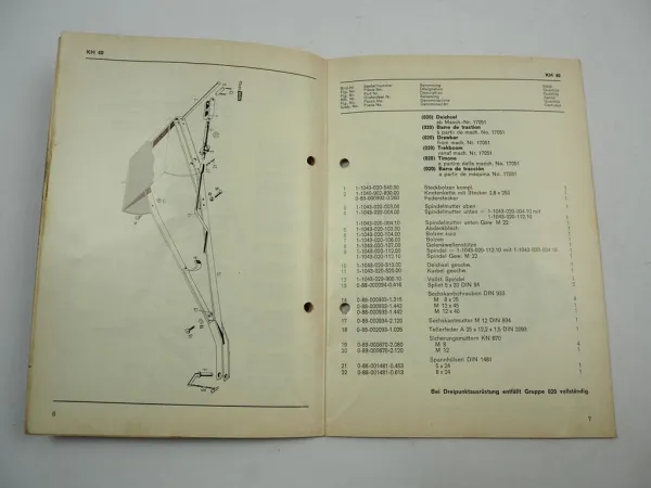 Fahr KH 40 40D Kreiselheuer Ersatzteilliste Parts List Pieces de Rechange 1970
