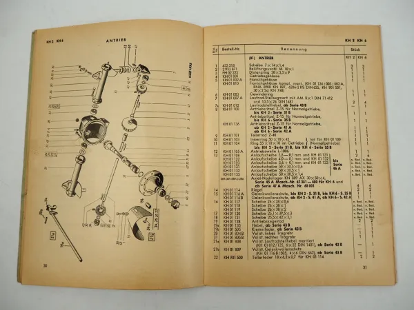 Fahr KH2 KH4 KH6 Kreiselheuer Betriebsanleitung Ersatzteilliste 1964