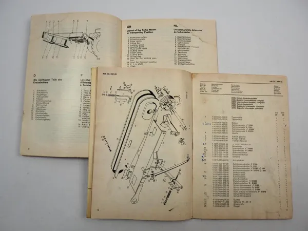 Fahr KM 20 22 Kreiselmäher Betriebsanleitung Ersatzteilliste 1972/73