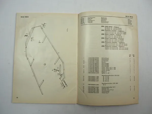 Fahr KM 20 22 Kreiselmäher Ersatzteilliste Ersatzteilkatalog 1973