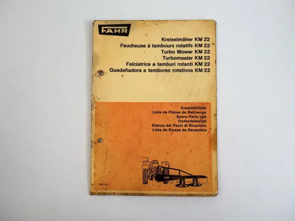 Fahr KM 22 Kreiselmäher Ersatzteilliste Spare Parts List 1969