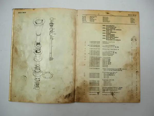 Fahr KM20 KM22 Kreiselmäher Ersatzteilliste Spare Parts List 1972