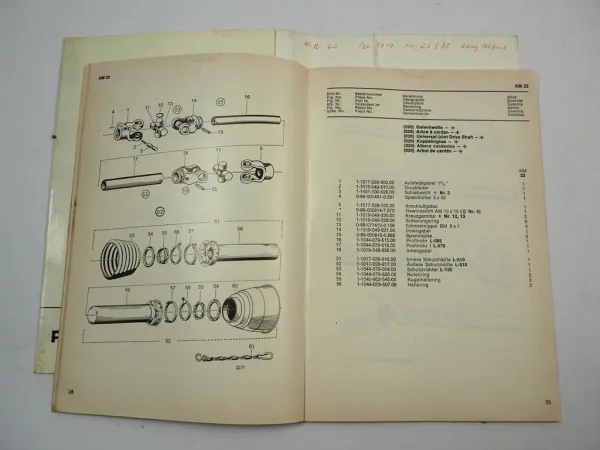 Fahr KM20 KM22 Kreiselmäher Ersatzteilliste Spare Parts List 1974