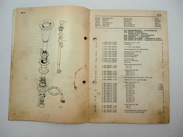 Fahr KM20 Kreiselmäher Ersatzteilliste Ersatzteilkatalog 1970 ab 11-101