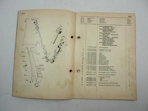 Fahr KM22 Kreiselmäher Ersatzteilliste Ersatzteilkatalog 1970
