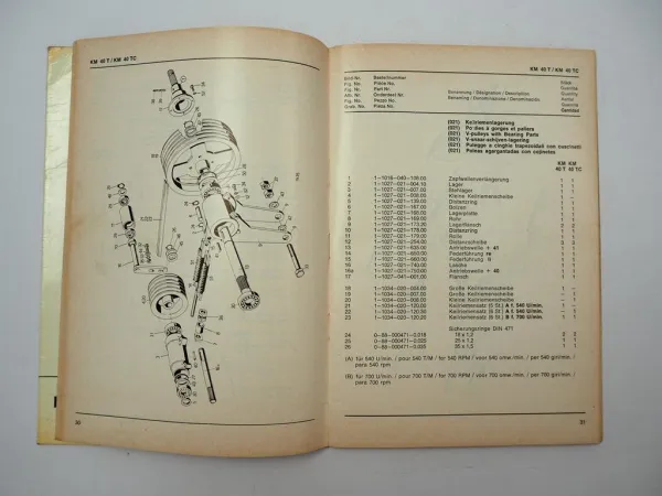 Fahr KM40 T TC Kreiselmäher Ersatzteilliste Ersatzteilkatalog 1973