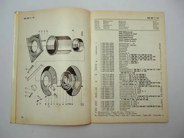 Fahr KM400 T TC Kreiselmäher Ersatzteilliste Ersatzteilkatalog 1977