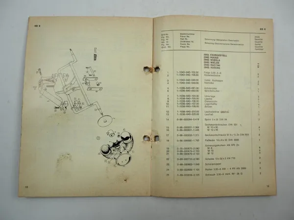 Fahr KS 6 6D 8 8D Kreiselschwader Ersatzteilliste Ersatzteilkatalog 1969