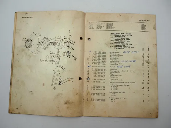 Fahr KS 60D 80 80D Kreiselschwader Ersatzteilliste Ersatzteilkatalog 1971