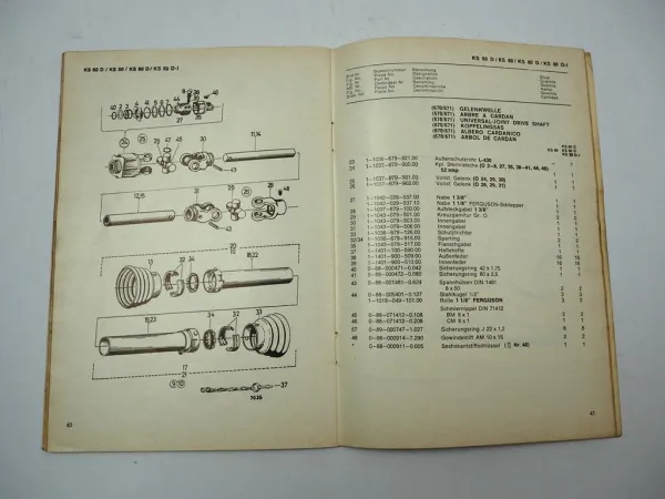 Fahr KS60D KS80 KS80D KS80 D-I Kreiselschwader Ersatzteilliste 1973