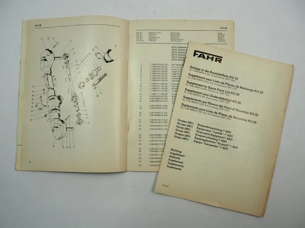 Fahr KU25 Universal Kreisel Heuwender Ersatzteilliste Ersatzteilkatalog 1973
