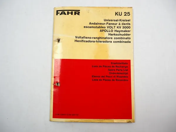 Fahr KU25 Universal Kreisel Heuwender Ersatzteilliste Ersatzteilkatalog 1973