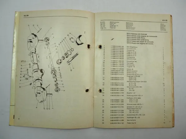 Fahr KU25 Universal Kreisel Heuwender Ersatzteilliste Ersatzteilkatalog 1973
