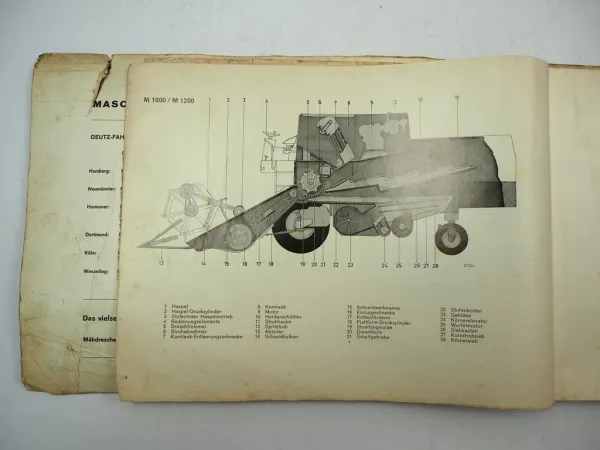 Fahr M1000 M1200 Mähdrescher Ersatzteilliste Spare Parts List 1970