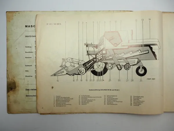 Fahr M88 M88S Mähdrescher selbstfahrend Ersatzteilliste Ersatzteilkatalog 1969
