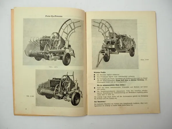 Fahr Rivierre Casalis 1-060 2-075 2-100 Presse Betriebsanleitung Ersatzteilliste