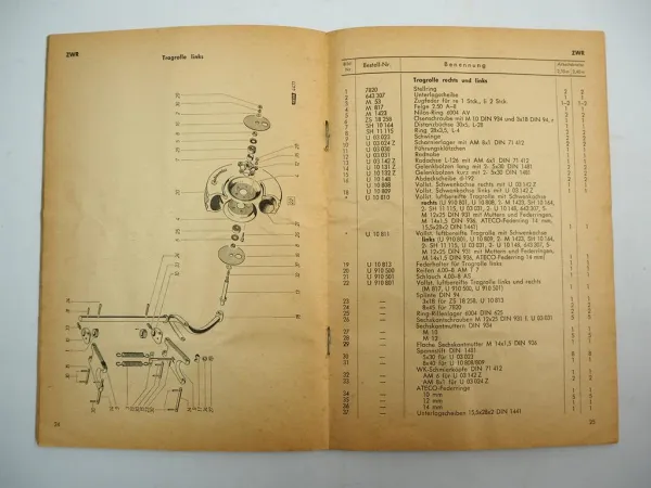Fahr ZWR Rechen Zapfwellen Wenderrechen Betriebsanleitung Ersatzteilliste 1960