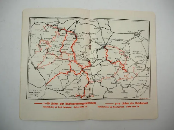 Fahrplan Kraftomnibus Harz Linien Kraftverkehrsgesellschaft Braunschweig 1930
