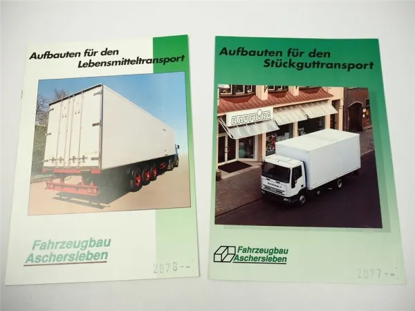 Fahrzeugbau Aschersleben Aufbauten für LKW 2x Prospekt 1990er Jahre