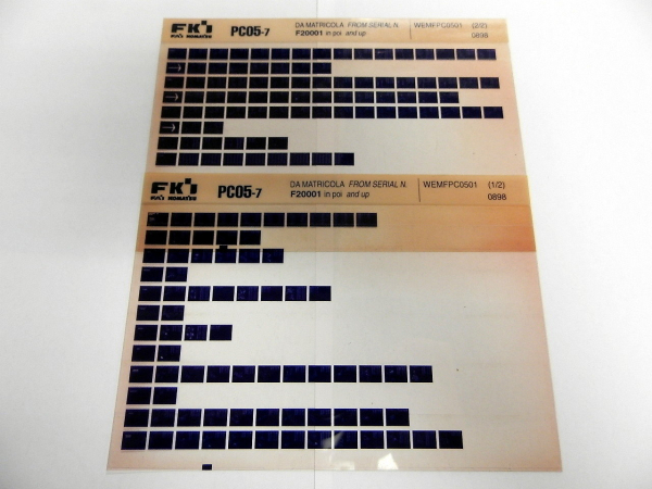 FAI FKI Komatsu PC05-7 Catalogo Ricambi Spare Parts Catalog Microfiche