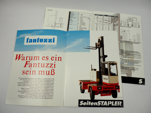 Fantuzzi SF 20 25 30 35 40L 45 50 60 Gabelstapler Seitenstapler 2x Prospekt 1993