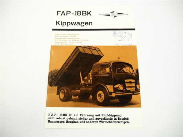 FAP Famos Beograd Jugoslawien 18BK Kipper LKW Prospekt Brochure 1960/70er Jahre