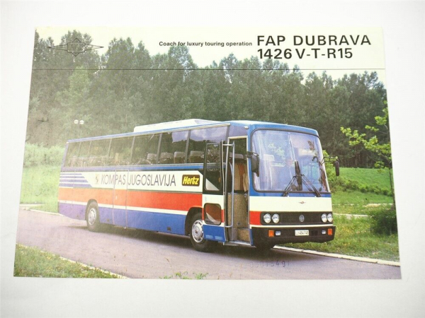 FAP Famos Dubrava 1426 Omnibus Hertz Prospekt Brochure 1986 Beograd Jugoslawien