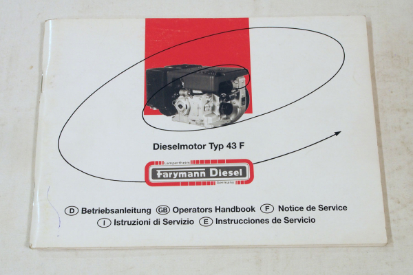 Farymann 43F Dieselmotor Instrucciones Bedienungsanleitung Handbook 1997