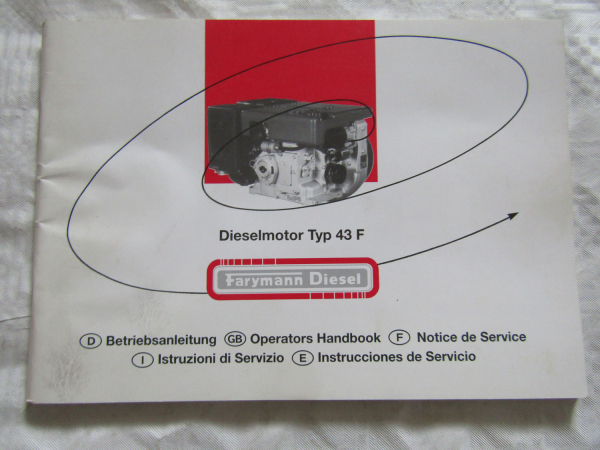 Farymann 43F Dieselmotor Instrucciones Bedienungsanleitung Handbook 2004
