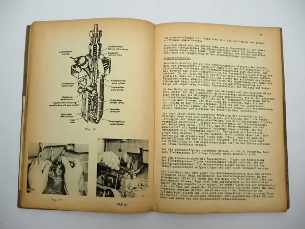 Farymann Diesel Motor liegende Bauart D G E Betriebsanleitung Wartung ca. 1950