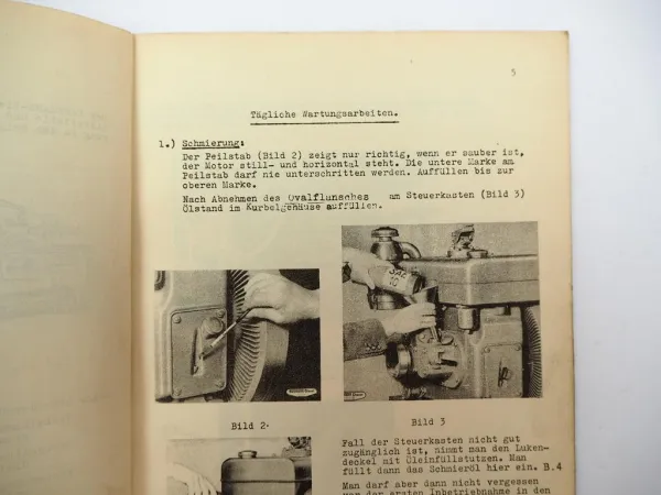 Farymann Diesel Motor liegende Bauart Viertakt Betriebsanleitung Wartung ca.1950